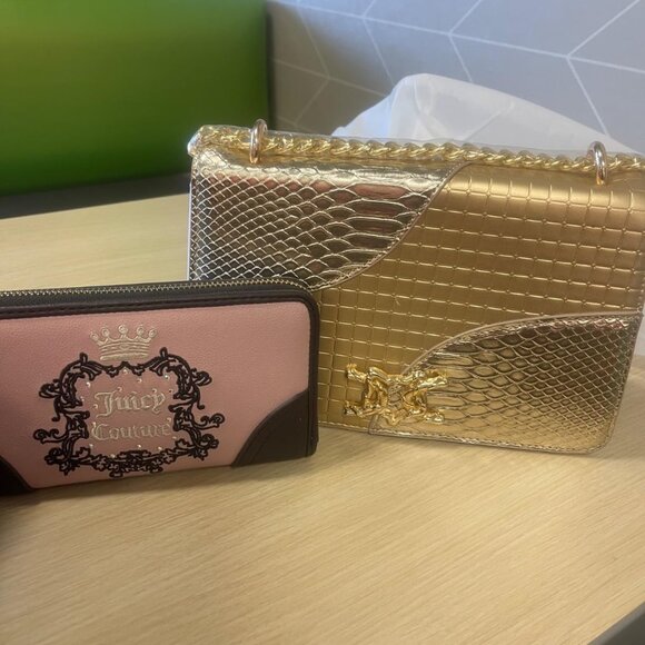 Neiman Marcus Gold Reptile Horsebit Satchel Handbag - Picture 3 of 4